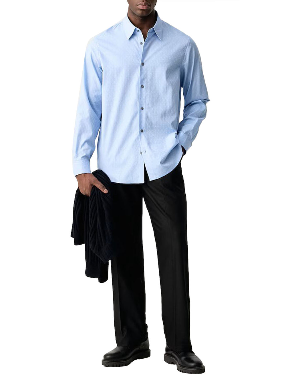 Armani Exchange Camicia Regular Fit In Cotone Jacquard Armani Exchange - Light Blue