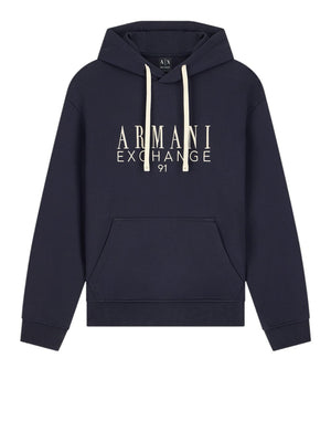 Armani Exchange Felpa Regular In Cotone French Terry Armani Exchange - Blu Scuro
