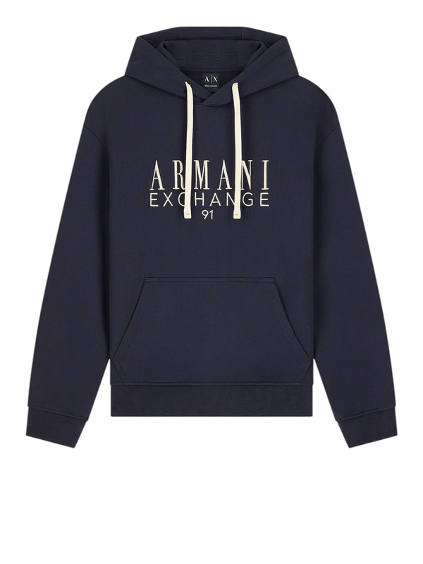 Armani Exchange Felpa Regular In Cotone French Terry Armani Exchange - Blu Scuro