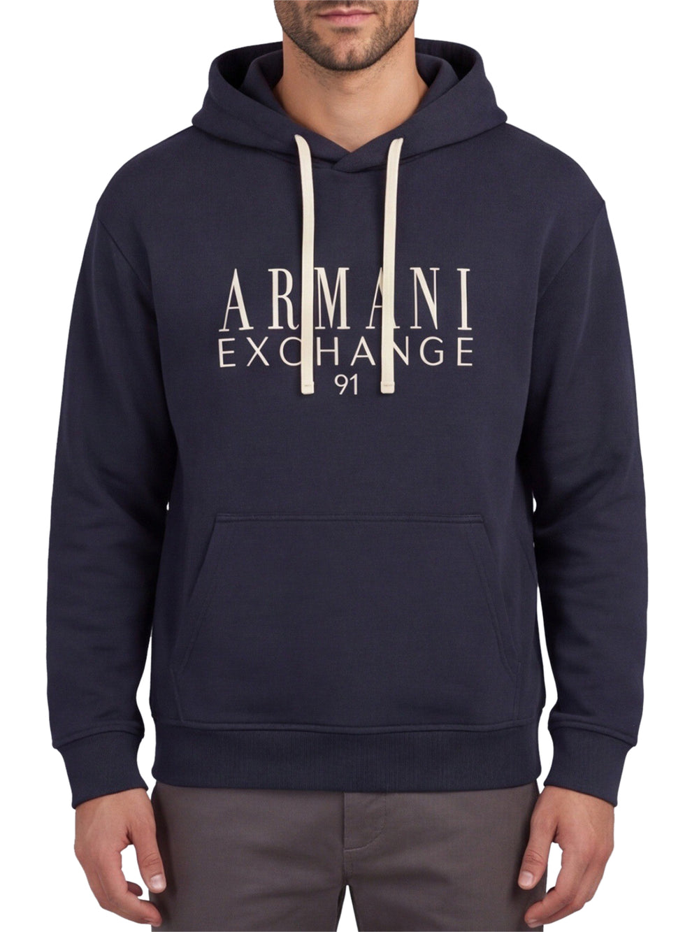 Armani Exchange Felpa Regular In Cotone French Terry Armani Exchange - Blu Scuro