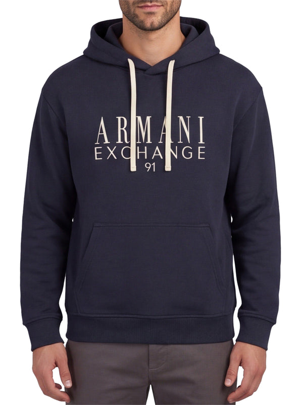 Armani Exchange Felpa Regular In Cotone French Terry Armani Exchange - Blu Scuro
