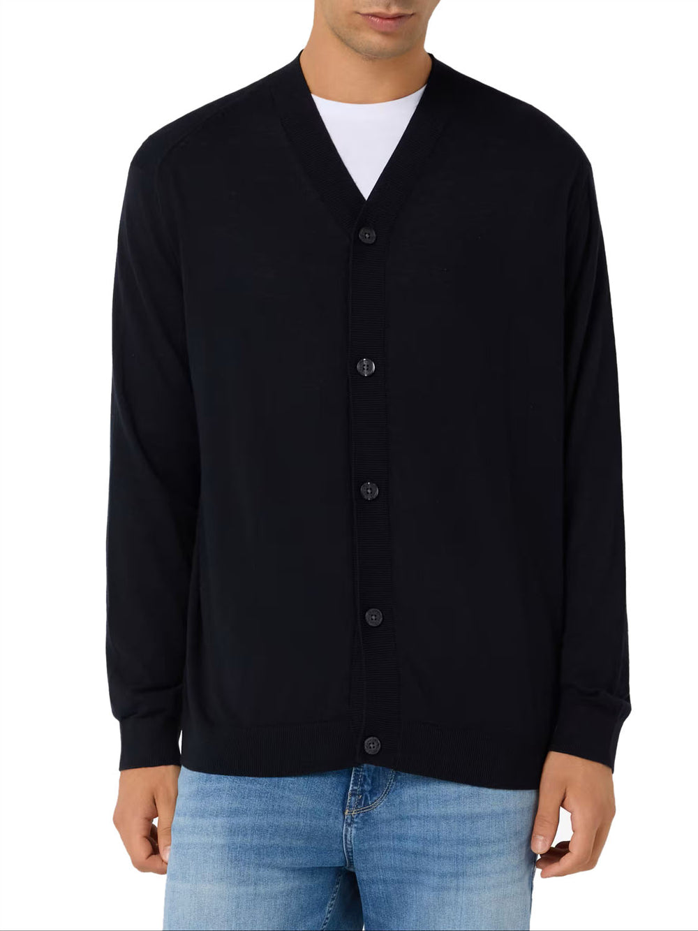 Armani Exchange Cardigan Con Bottoni In Misto Lana Armani Exchange - Blu