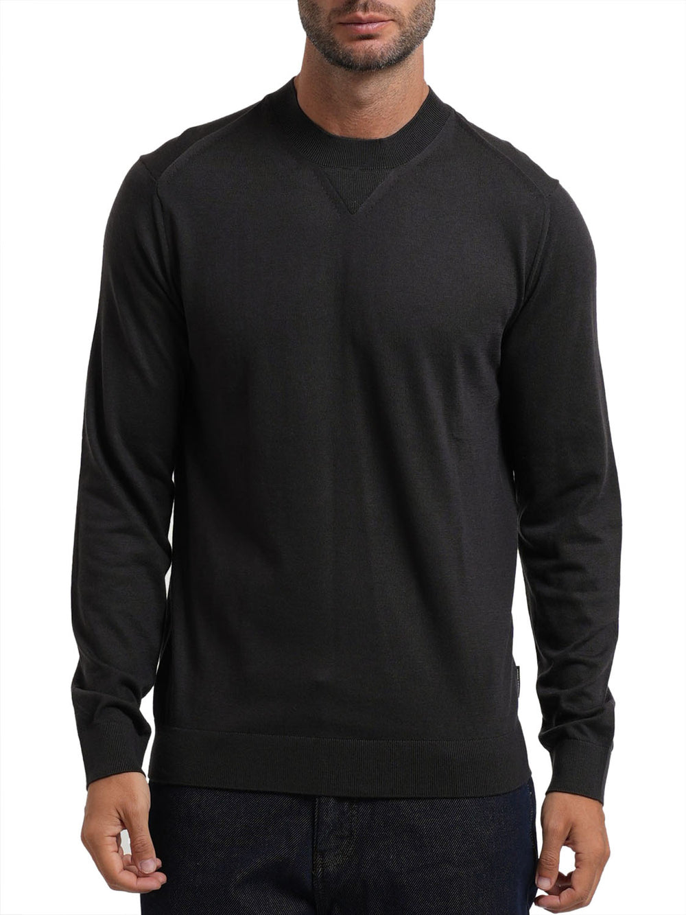 ARMANI EXCHANGE Pullover Regular Fit In Lyocell E Lana Con Dettagli A Coste Armani Exchange - Licorice