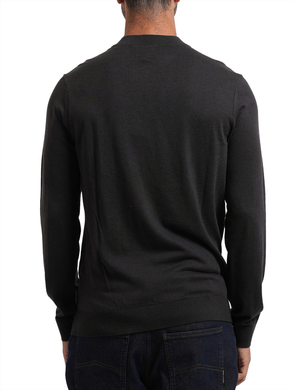Armani Exchange Pullover Regular Fit In Lyocell E Lana Con Dettagli A Coste Armani Exchange - Licorice
