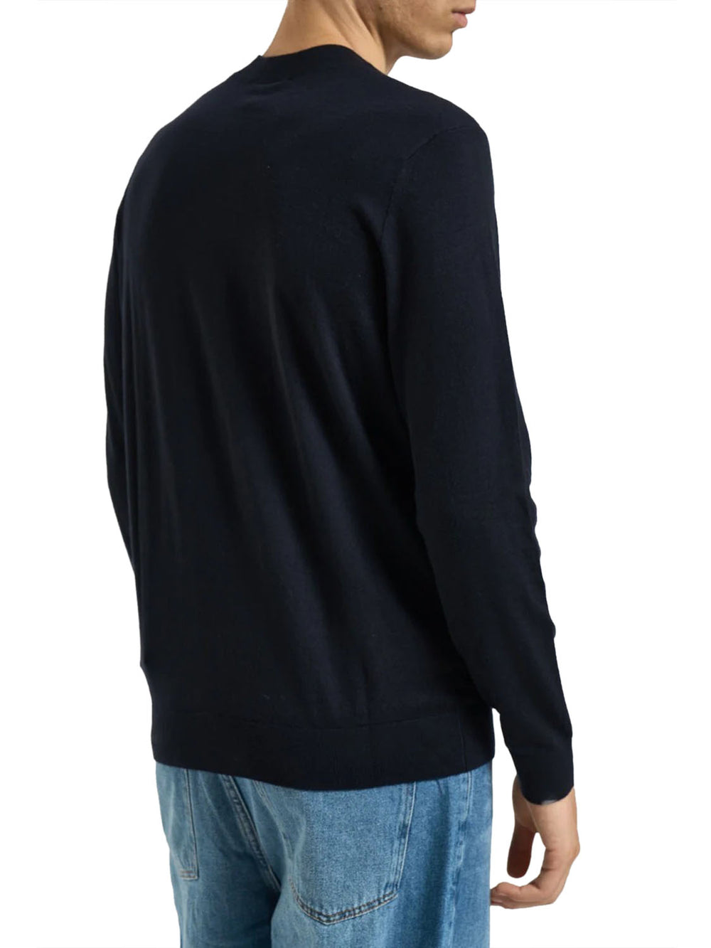 ARMANI EXCHANGE Pullover Regular Fit In Lyocell E Lana Con Dettagli A Coste Armani Exchange - Blu