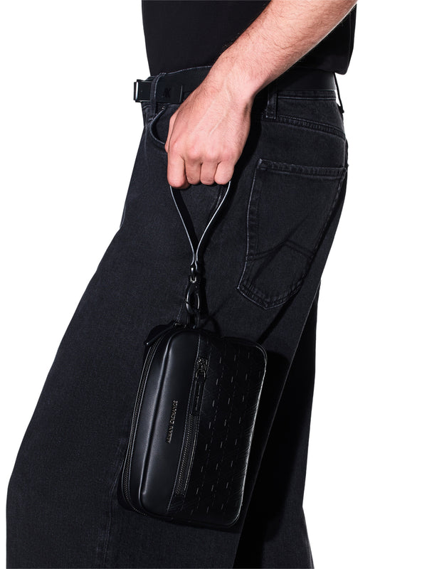 ARMANI EXCHANGE Beauty case Armani Exchange effetto pelle con logo in rilievo Nero