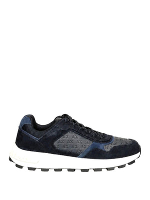 ARMANI EXCHANGE Sneakers In Camoscio E Mesh Con Logo All Over Armani Exchange - Blu
