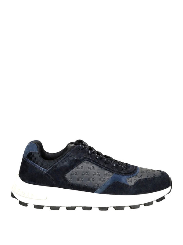 ARMANI EXCHANGE Sneakers In Camoscio E Mesh Con Logo All Over Armani Exchange - Blu