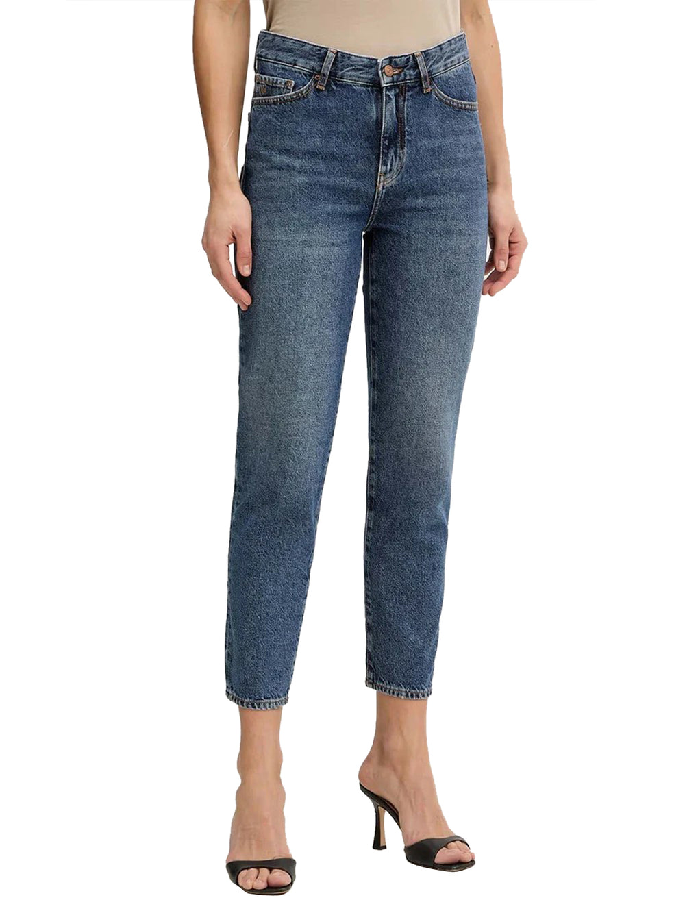 Armani Exchange Jeans 5 Tasche Fit Over In Denim Di Cotone Rigido Armani Exchange - Blu Denim