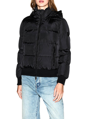 ARMANI EXCHANGE Piumino Armani Exchange Trapuntato Con Cappuccio E Finiture A Costine - Nero