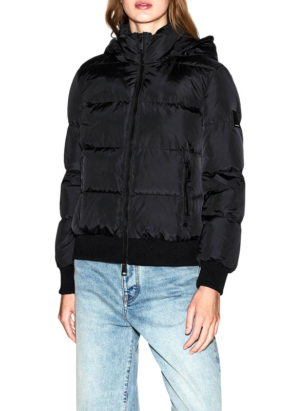 ARMANI EXCHANGE Piumino Armani Exchange Trapuntato Con Cappuccio E Finiture A Costine - Nero