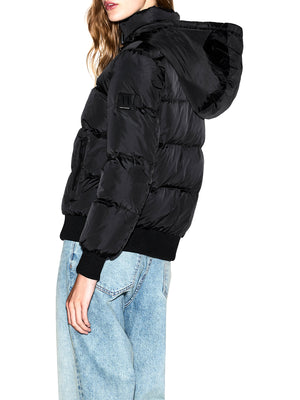ARMANI EXCHANGE Piumino Armani Exchange Trapuntato Con Cappuccio E Finiture A Costine - Nero
