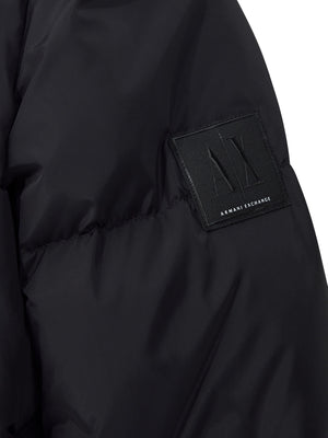 ARMANI EXCHANGE Piumino Armani Exchange Trapuntato Con Cappuccio E Finiture A Costine - Nero