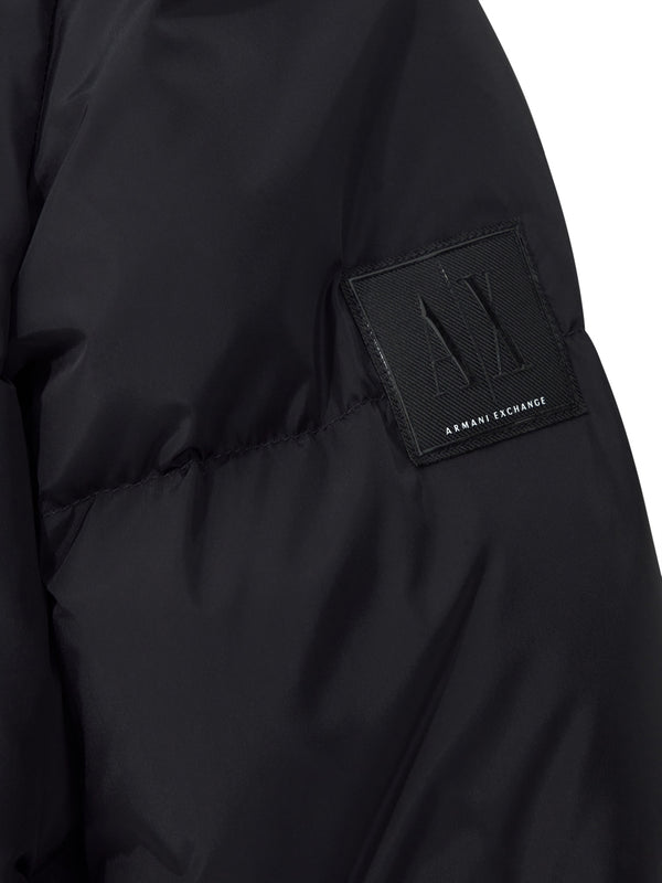 ARMANI EXCHANGE Piumino Armani Exchange Trapuntato Con Cappuccio E Finiture A Costine - Nero