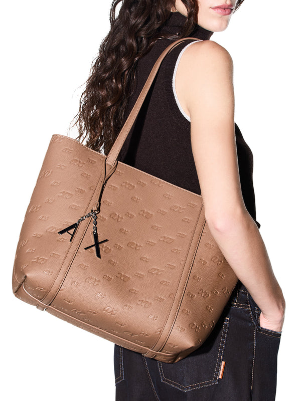 ARMANI EXCHANGE Borsa Shopper Armani Exchange Charm Logo Marrone