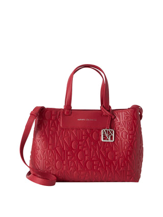 ARMANI EXCHANGE Borsa Shopper Armani Exchange Stampa Monogramma Rosso