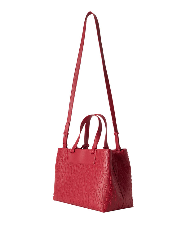 ARMANI EXCHANGE Borsa Shopper Armani Exchange Stampa Monogramma Rosso