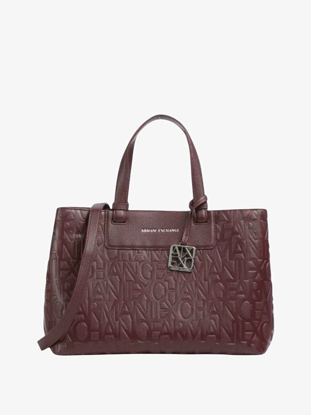 ARMANI EXCHANGE Borsa Shopper Armani Exchange Stampa Monogramma Marrone