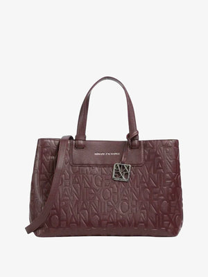 ARMANI EXCHANGE Borsa Shopper Armani Exchange Stampa Monogramma Marrone