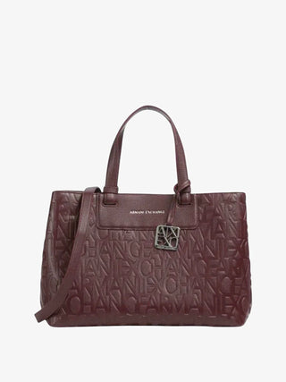 ARMANI EXCHANGE Borsa Shopper Armani Exchange Stampa Monogramma Marrone