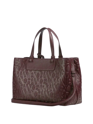 ARMANI EXCHANGE Borsa Shopper Armani Exchange Stampa Monogramma Marrone