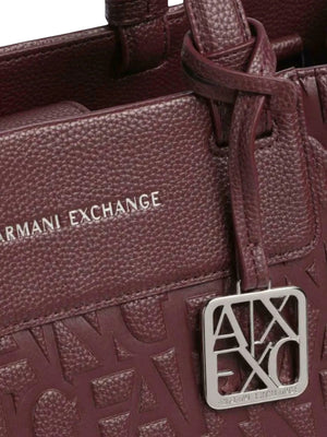 ARMANI EXCHANGE Borsa Shopper Armani Exchange Stampa Monogramma Marrone