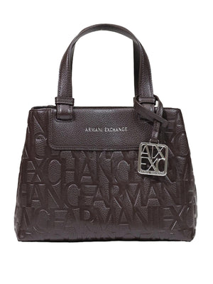 ARMANI EXCHANGE Borsa Shopper Armani Exchange Logo In Rilievo - Marrone