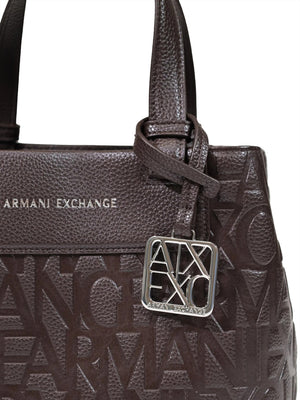 ARMANI EXCHANGE Borsa Shopper Armani Exchange Logo In Rilievo - Marrone