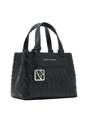 ARMANI EXCHANGE Borsa Armani Exchange shopping Tote con logo in rilievo e tracolla Nero
