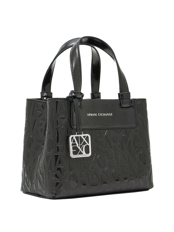 ARMANI EXCHANGE Borsa Shopper Armani Exchange Logo Frontale Nero