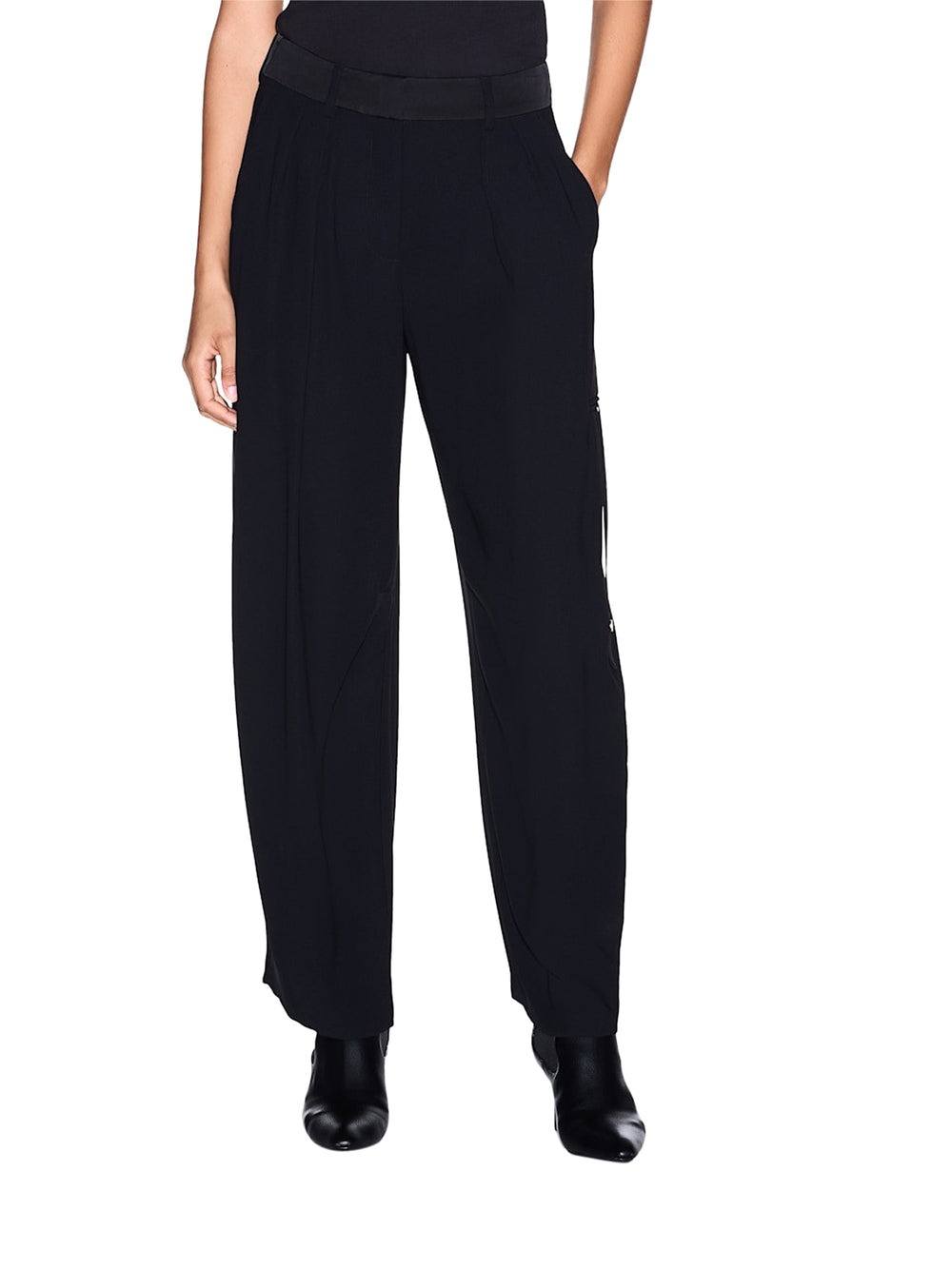 Armani Exchange Pantaloni Oversize In Viscosa Armani Exchange - Nero