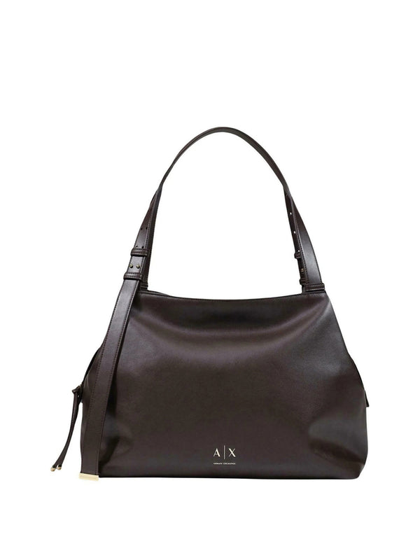 ARMANI EXCHANGE Borsa Shopper Armani Exchange Logo Frontale Marrone