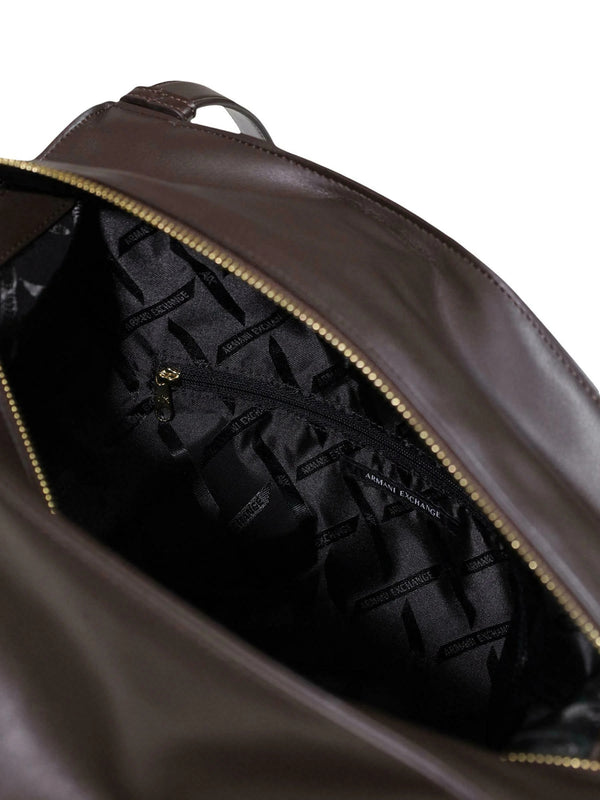 ARMANI EXCHANGE Borsa Shopper Armani Exchange Logo Frontale Marrone