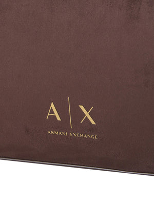 ARMANI EXCHANGE Borsa Shopper Armani Exchange Logo Frontale Marrone