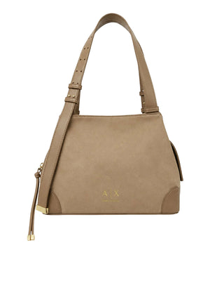 ARMANI EXCHANGE Borsa Shopper Armani Exchange Logo Frontale Beige