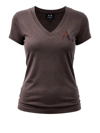 ARMANI EXCHANGE T-Shirt Armani Exchange Logo Frontale Marrone