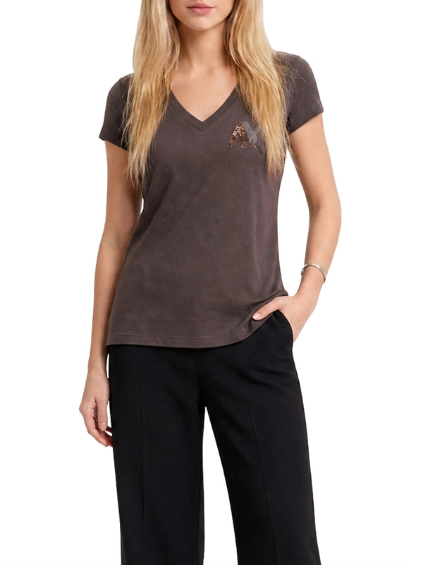 ARMANI EXCHANGE T-Shirt Armani Exchange Logo Frontale Marrone