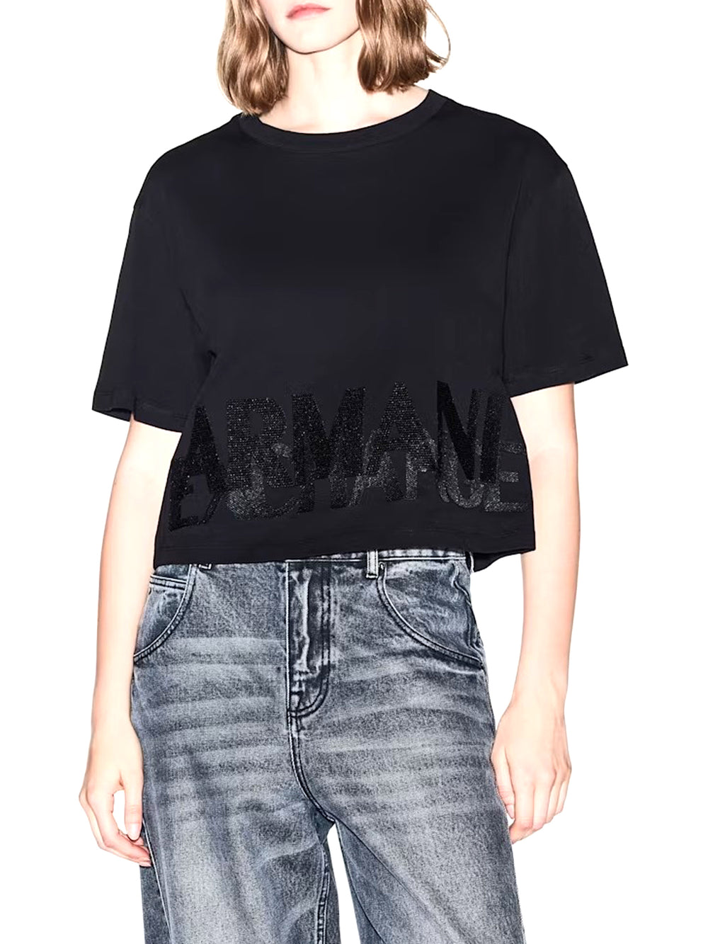 Armani Exchange Tshirt Regular Fit In Jersey Di Cotone Armani Exchange - Nero
