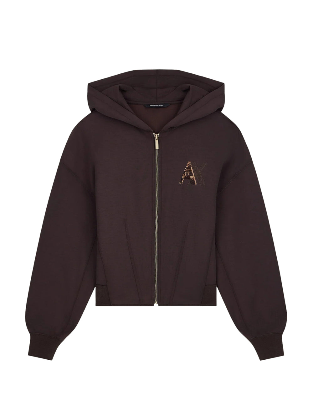 ARMANI EXCHANGE Armani Exchange Felpa Con Cappuccio E Zip In Tessuto Scuba - Marrone