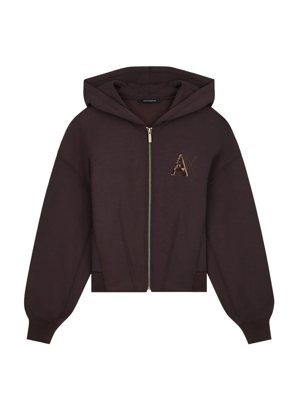 ARMANI EXCHANGE Armani Exchange Felpa Con Cappuccio E Zip In Tessuto Scuba - Marrone