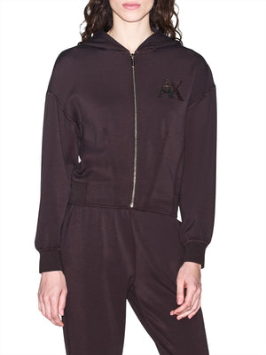 ARMANI EXCHANGE Armani Exchange Felpa Con Cappuccio E Zip In Tessuto Scuba - Marrone