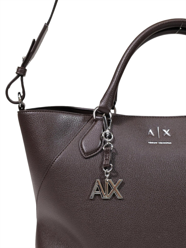 ARMANI EXCHANGE Borsa Shopper Armani Exchange Charm Logo Marrone