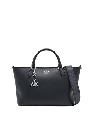 ARMANI EXCHANGE Borsa A Shopper Armani Exchange Logo Frontale - Nero
