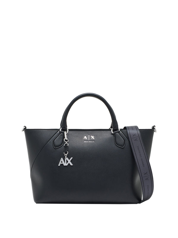 ARMANI EXCHANGE Borsa A Shopper Armani Exchange Logo Frontale - Nero