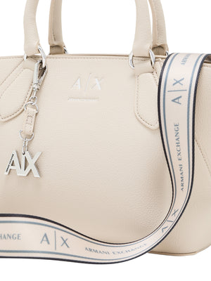 ARMANI EXCHANGE Borsa A Shopper Armani Exchange Logo Frontale - Beige