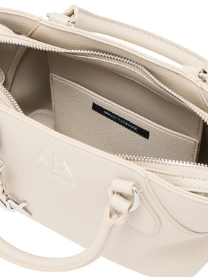 ARMANI EXCHANGE Borsa A Shopper Armani Exchange Logo Frontale - Beige