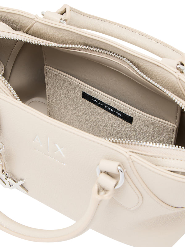 ARMANI EXCHANGE Borsa A Shopper Armani Exchange Logo Frontale - Beige