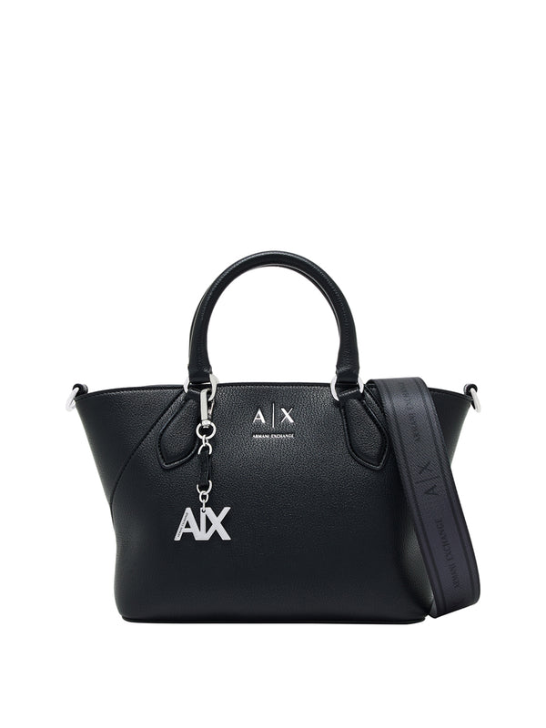 ARMANI EXCHANGE Borsa A Shopper Armani Exchange Logo Frontale - Nero