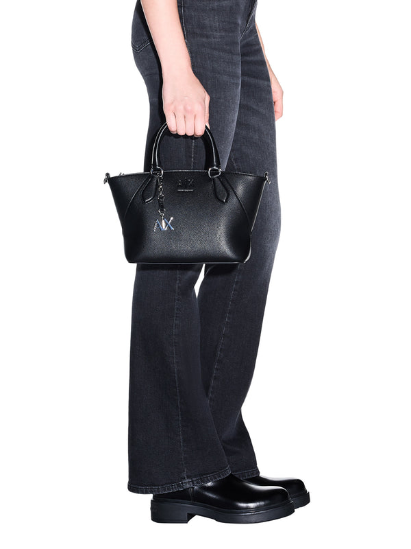 ARMANI EXCHANGE Borsa A Shopper Armani Exchange Logo Frontale - Nero
