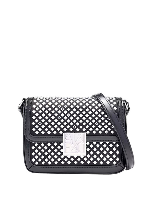 ARMANI EXCHANGE Borsa A Tracolla Con Motivo Geometrico In Strass Armani Exchange - Black/Crystal
